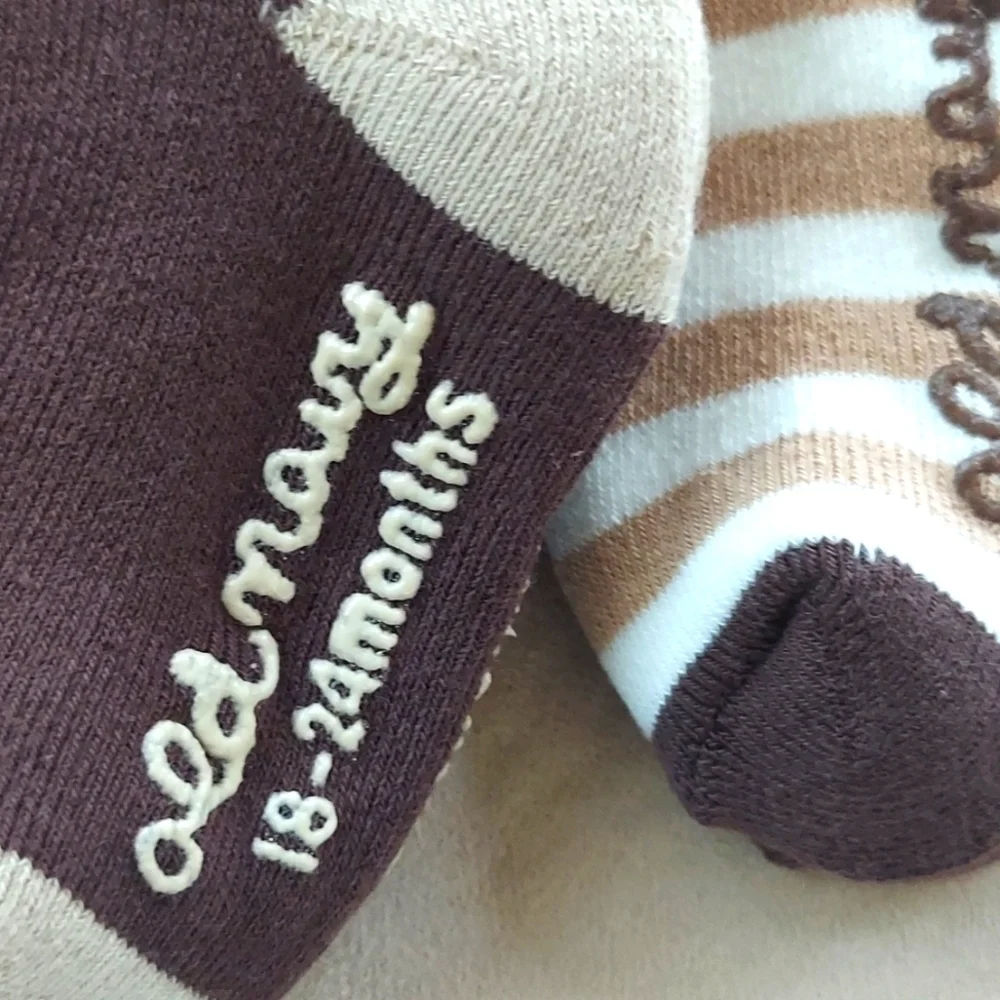 Old Navy Non Skid socks 3pack - monkey stripes - 18-24 mos